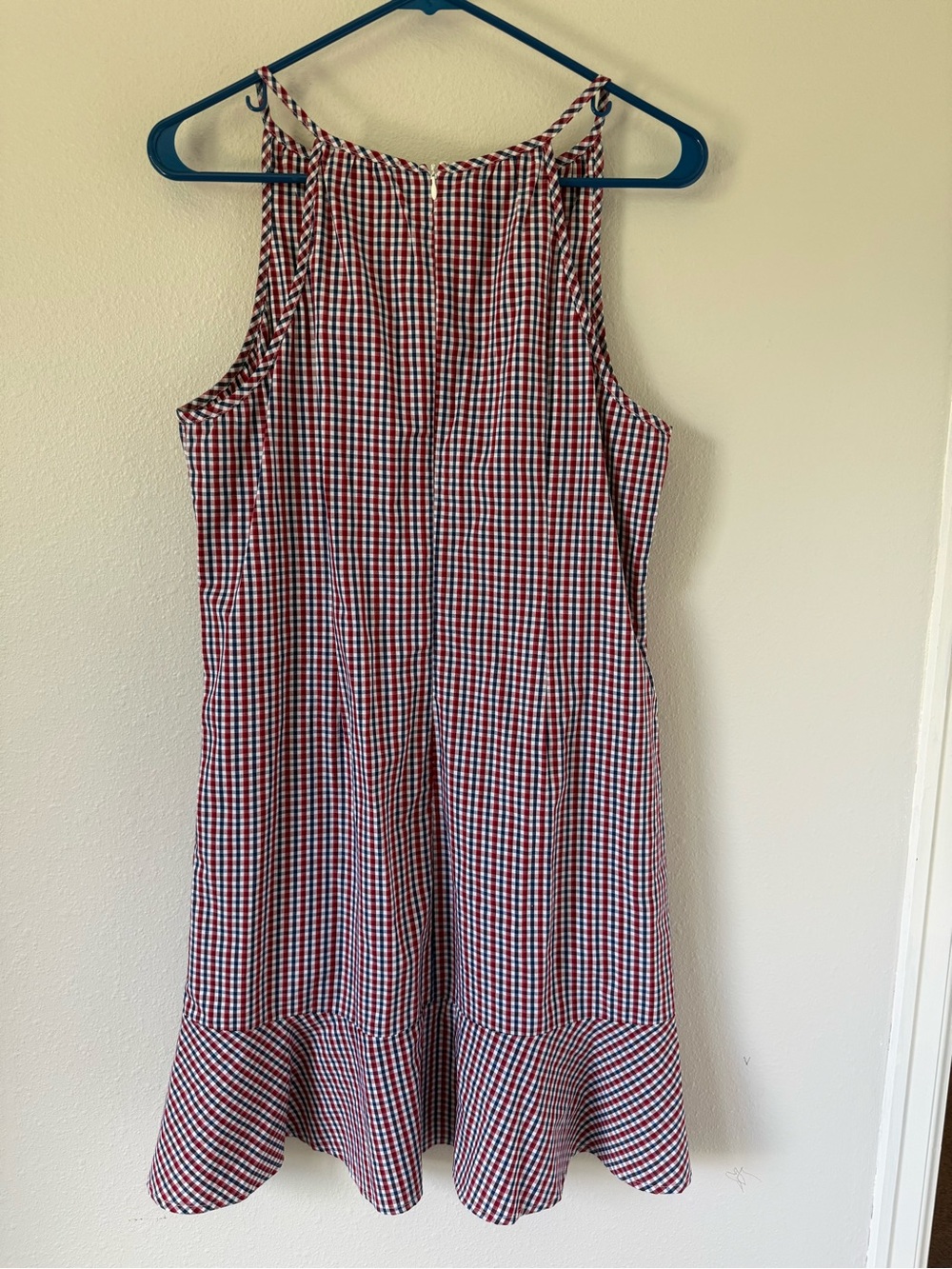 Esley Red White Blue Gingham Mini Dress Medium - Picture 4 of 6
